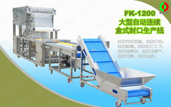 客戶定制大型盒式真空包裝封口生產線順利測試完畢準備出貨！